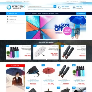 Mẫu website bán áo mưa và ô dù