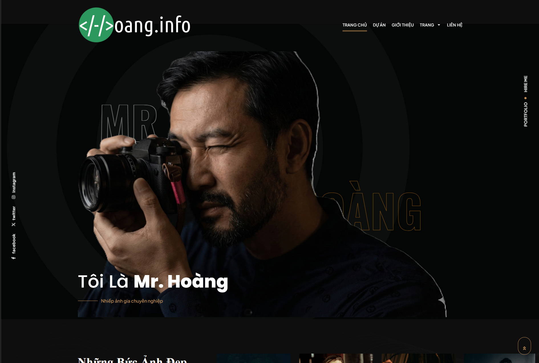 Mẫu website dịch vụ nhiếp ảnh Huy Photo